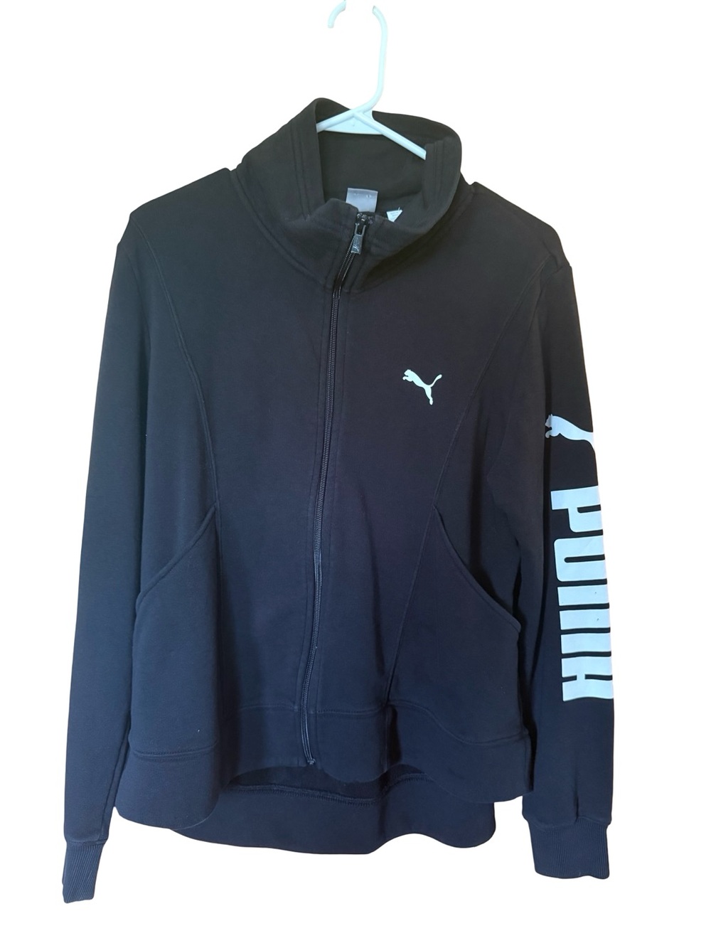 Puma Black Full-Zip Jacket with White Sleeve Logo